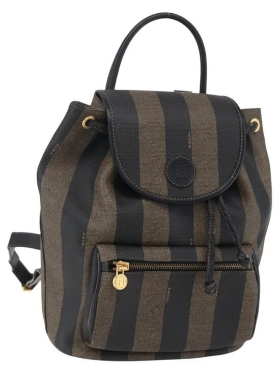 FENDI Pecan Canvas Backpack Brown Black Auth main image 6